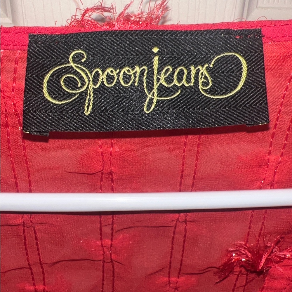 Red Sheer Textured Cardigan 2YK spoon jeans M-L - Picture 2 of 7
